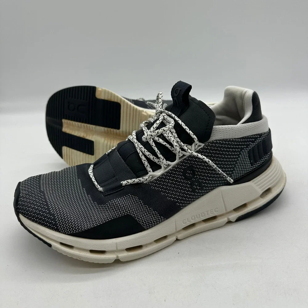 On Running 26.99677 Womens Size 9.5 Black White Cloudnova Sneaker Athletic Shoes